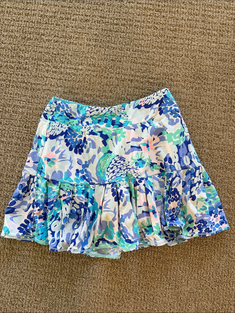 Lilly Pulitzer Blue, Mint & Pink Floral Ruffle Skirt with shorts attached XXS